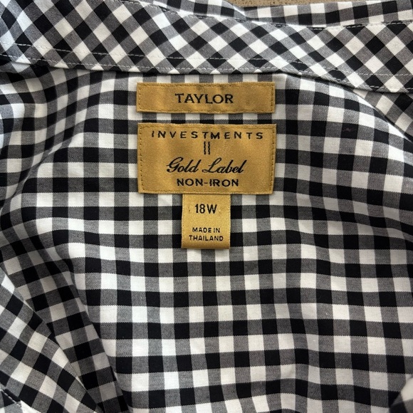 Investments Gold Label Taylor style Black and White Gingham Button Down Shirt - Picture 7 of 9